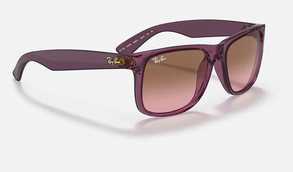 Ray Ban Justin Classic Sunglasses Transparent Violet Frame Brown Lenses 54-16 - Black