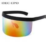 OEC CPO Fashion Sunglasses Women Men Brand Design Goggle Sun Glasses Big Frame Shield Visor Men Windproof Glasses O44