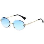 Retro Oval Sunglasses for Women Men Fashion Vintage Gold Metal Frameless Rimless Glasses Tinted Lens UV400 Protection - Image 2