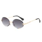 Retro Oval Sunglasses for Women Men Fashion Vintage Gold Metal Frameless Rimless Glasses Tinted Lens UV400 Protection