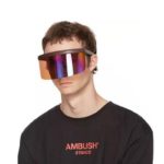 Shield Visor Sunglasses Oversized Eyeglasses Unisex Retro Windproof Glasses Sun Shield Visor Flat Top Hood Mirror Design