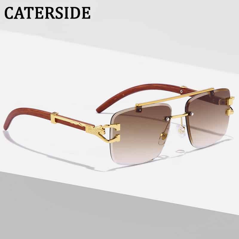 CATERSIDE Retro Square Sunglasses Men Women 2022 Luxury Brand Designer Gold  Lion Decoration Sun Glasses Men Travelling Eyewear 