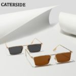 CATERSIDE Small Rectangle Sunglasses Men Women Classic Gold Black Lens Metal Square Vintage Frame Sports Dropship Eyewear UV400 - Image 2