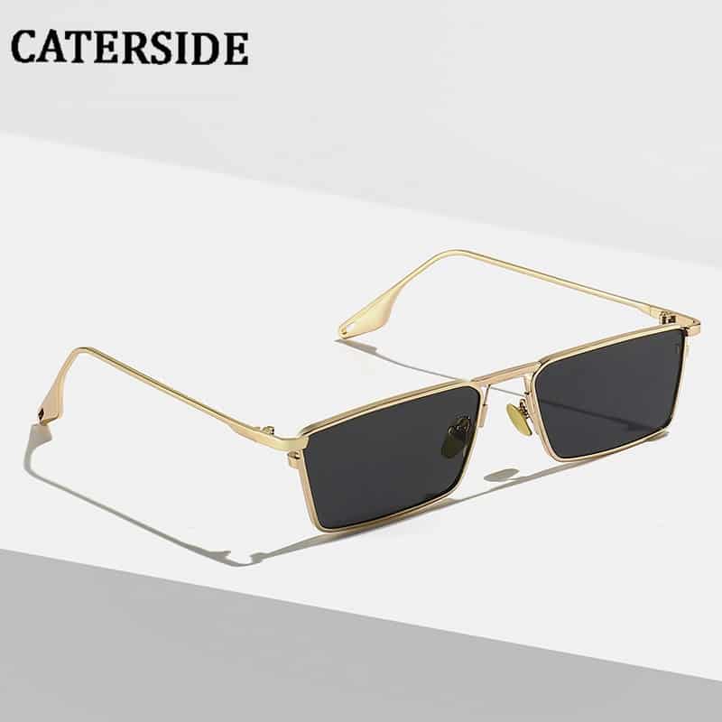 CATERSIDE Small Rectangle Sunglasses Men Women Classic Gold Black Lens  Metal Square Vintage Frame Sports Dropship Eyewear UV400 