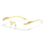 Fashion Vintage Rimless Square Sunglasses Women Men Luxury Brand Designer Popular Travel Driving Leopard Head Small Sun Glasses - Image 2