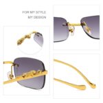 Fashion Vintage Rimless Square Sunglasses Women Men Luxury Brand Designer Popular Travel Driving Leopard Head Small Sun Glasses - Image 5