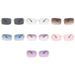 Kachawoo rectangular sunglasses women rimless fashion sun glasses for men metal blue brown pink gradient lens Spring accessories - Image 5