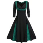 L-5xl Gothic Goth Dress Women Long Sleeve Lace Panel A Line Sweetheart Neck Vintage Dresses Платье Осень Ropa De Mujer vestido - Image 3
