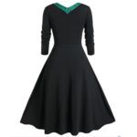 L-5xl Gothic Goth Dress Women Long Sleeve Lace Panel A Line Sweetheart Neck Vintage Dresses Платье Осень Ropa De Mujer vestido - Image 4