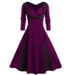 L-5xl Gothic Goth Dress Women Long Sleeve Lace Panel A Line Sweetheart Neck Vintage Dresses Платье Осень Ropa De Mujer vestido - Image 5