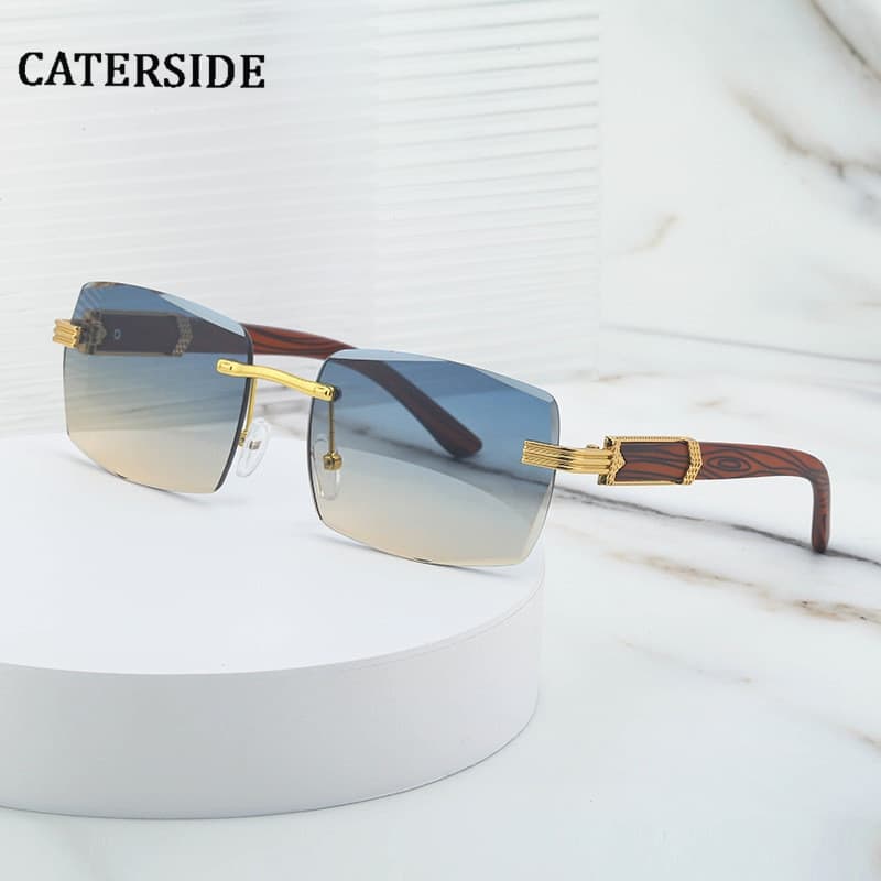 Luxury Rimless Square Sunglasses Men Women Brand Designer Fashion Gradient  Metal Leopard Retro Shades Rectangle Sun Glasses - Gold Red | Catch.com.au