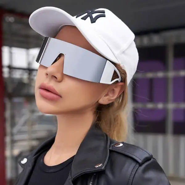Y2K Wrap Around Sunglasses For Women Men Futuristic Mirrored Fashion Semi  Rimless Shades For Cycling Beach Party