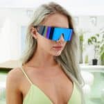 New Wrap Around Sunglasses for Women Men Fashion One Piece Flat Top Shield Eyewear Y2k Futuristic Mirrored Cycling Sport Shades - Image 3