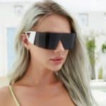 New Wrap Around Sunglasses for Women Men Fashion One Piece Flat Top Shield Eyewear Y2k Futuristic Mirrored Cycling Sport Shades - Image 4