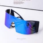 New Wrap Around Sunglasses for Women Men Fashion One Piece Flat Top Shield Eyewear Y2k Futuristic Mirrored Cycling Sport Shades - Image 5