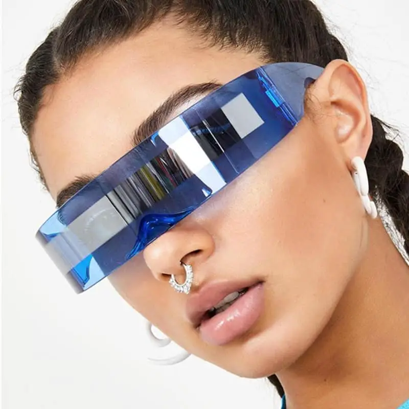 Hip Hop Sport Funny Mirror Sunglasses Men UV400 Cat Eye Goggles