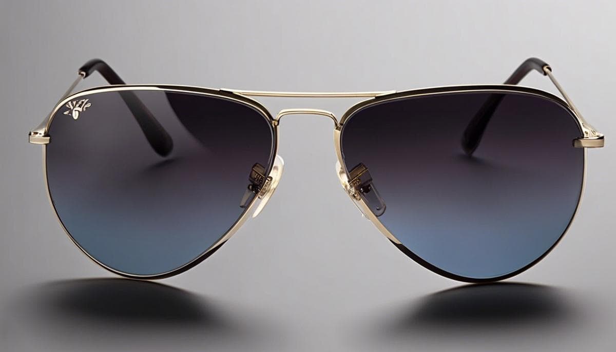 A stylish pair of aviator sunglasses with a sleek metal frame and teardrop-shaped lenses.
