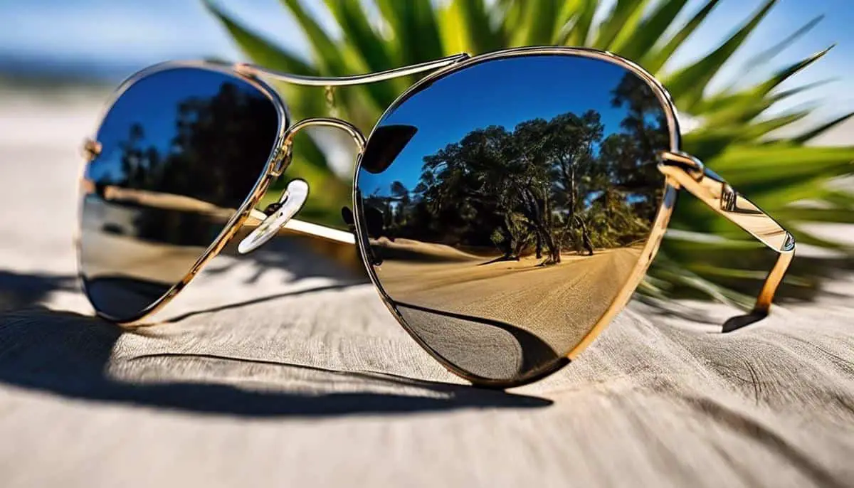 Mirrored aviator sunglasses with a sleek metal frame and mirrored lens